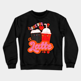 Retro Vintage Love Coffee Lover Hearts Groovy Valentines Crewneck Sweatshirt